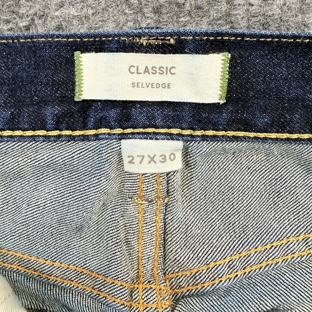 AE77 Classic‎ Selvedge Jeans Mens 27x30 Blue Medium Wash Straight Stretch Denim - Picture 7 of 16